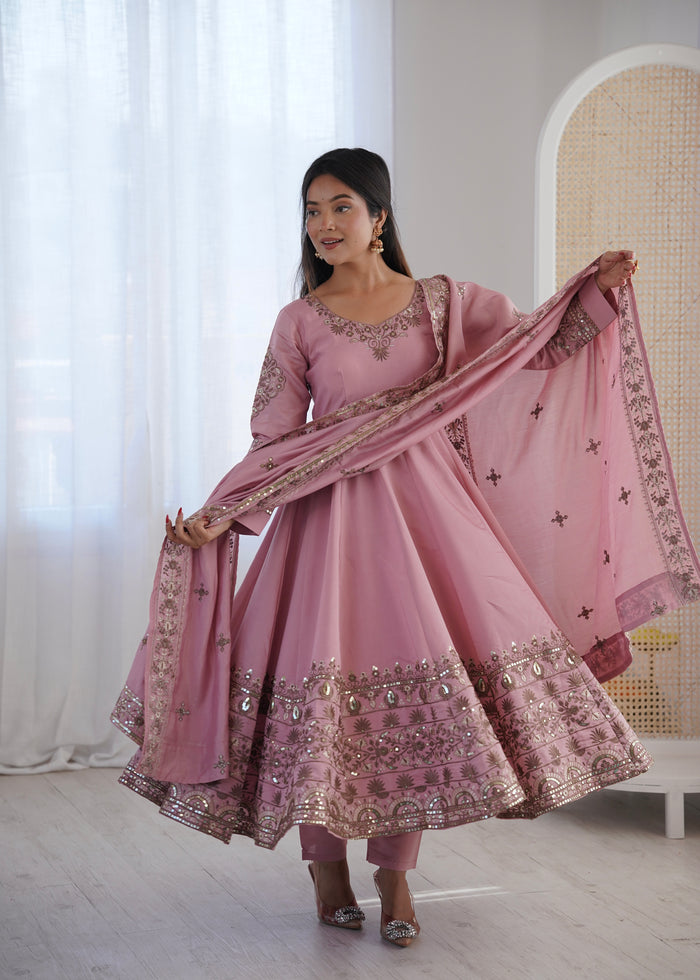 Petal Whisper Roman Silk Suit Set