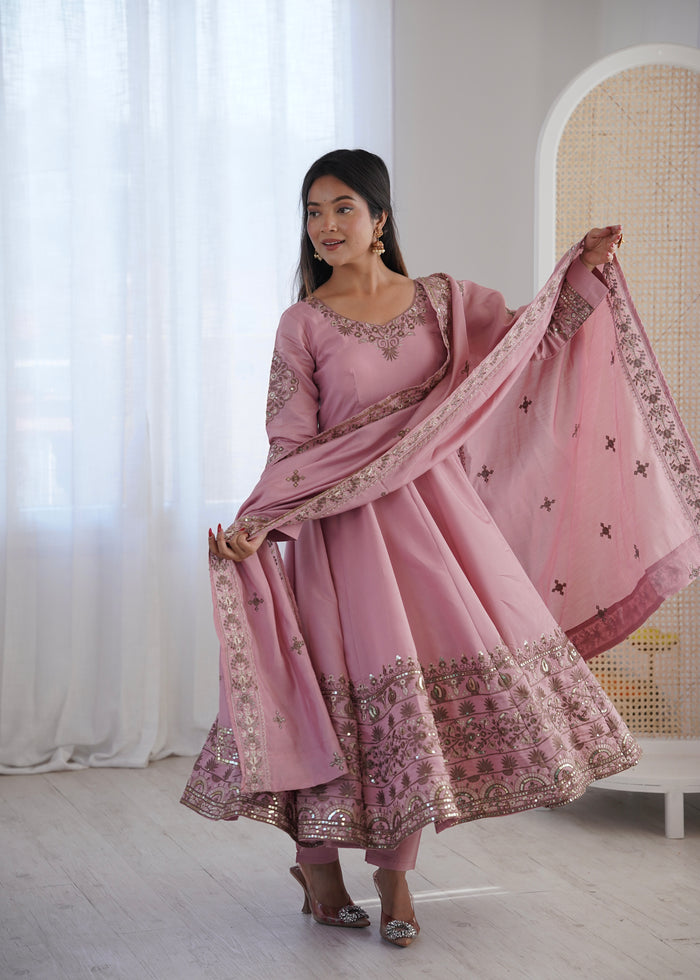 Petal Whisper Roman Silk Suit Set
