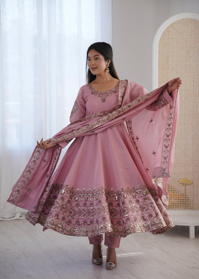Petal Whisper Roman Silk Suit Set