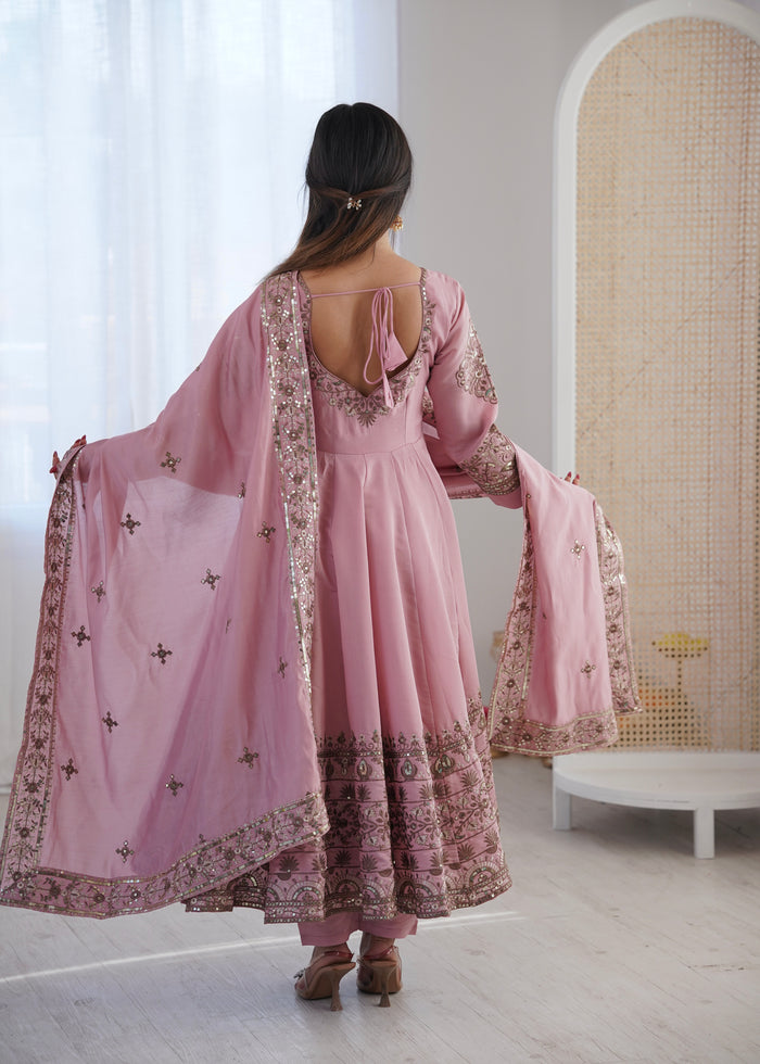 Petal Whisper Roman Silk Suit Set