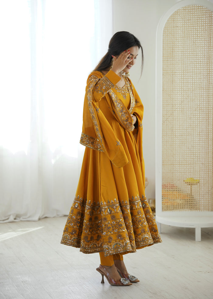 Mustard Radiance Roman Silk Suit Set