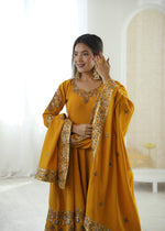 Mustard Radiance Roman Silk Suit Set