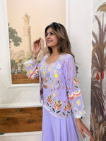 Lavender Floral Embroidered Indo-Western Co-Ord Set