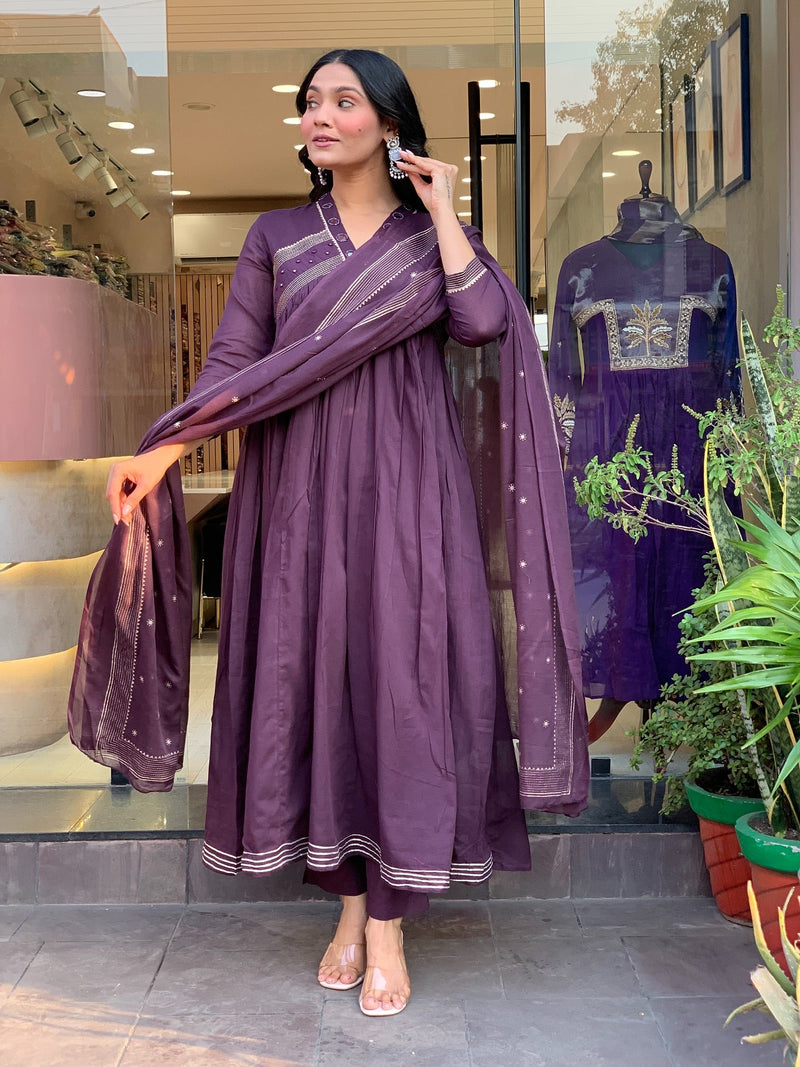 Mul Cotton Festive Suit Set with Mirror Detailing