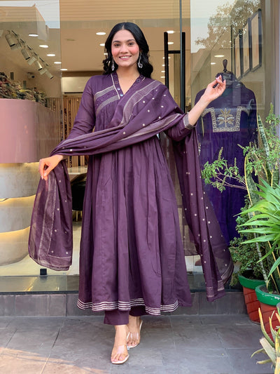 Mul Cotton Festive Suit Set with Mirror Detailing