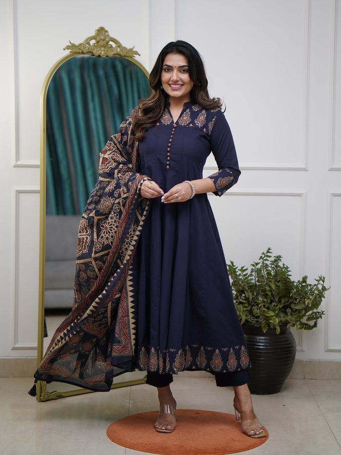 Jaipuri Print Mul Cotton Suit Set for Everyday Elegance