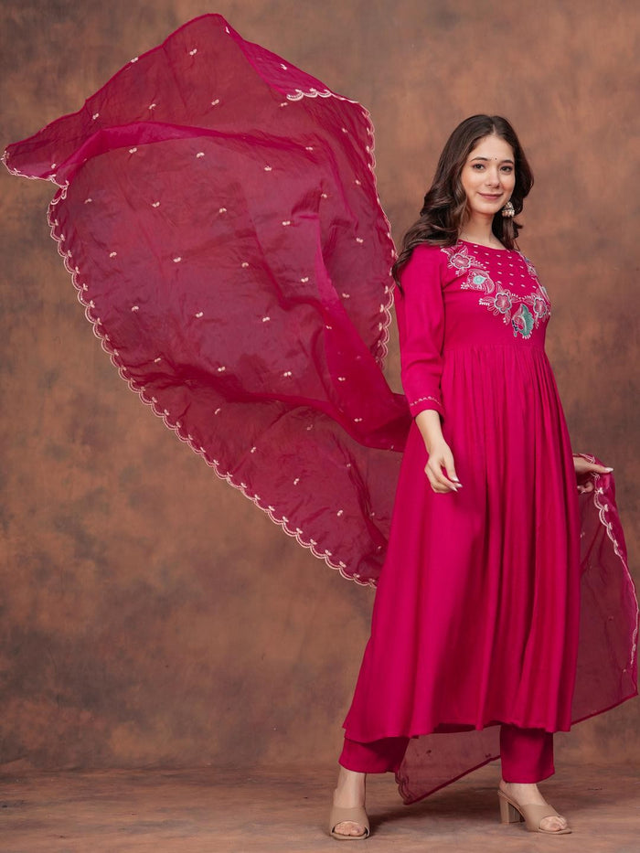 Pink Petaline Bloom Rayon Suit Set