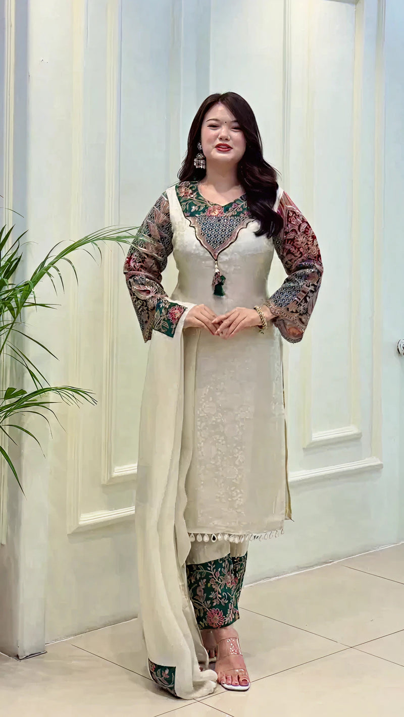 Jumkha Pure Banarasi Weaving Suit Set with Dupatta & Bracelet