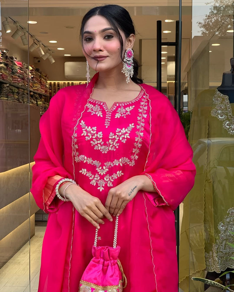 Traditional Viscose Outfit with Ladgi Patta Embroidery