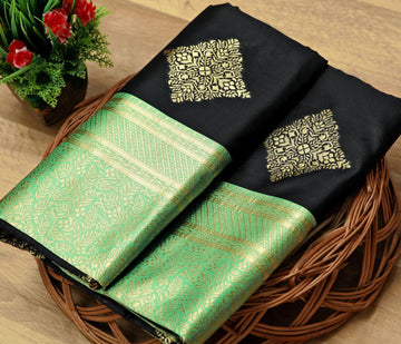 Black Green Jacquard Saree – Premium Festive Wear with Rich Traditional Detailing