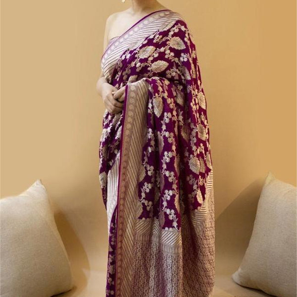Regal Dark Purple Jacquard Saree 