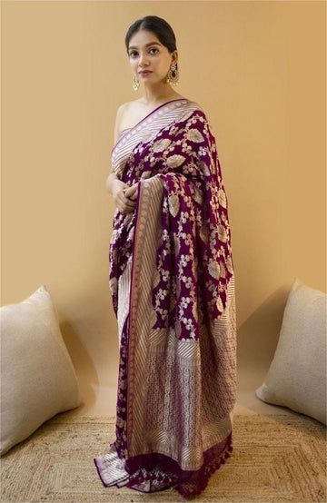 Regal Dark Purple Jacquard Saree – Elegant Festive Wear with Luxurious Weave