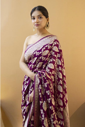 Regal Dark Purple Jacquard Saree – Elegant Festive Wear with Luxurious Weave