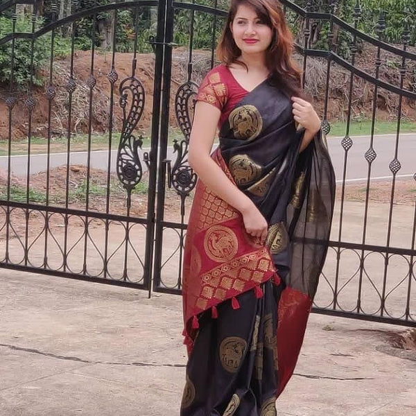 Elegant Black Jacquard Saree