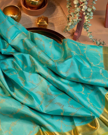 Premium Light Blue Jacquard Saree – Elegant Woven Saree for Festive & Special Occasions