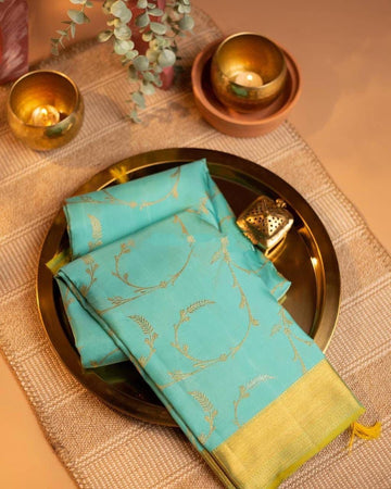 Premium Light Blue Jacquard Saree – Elegant Woven Saree for Festive & Special Occasions