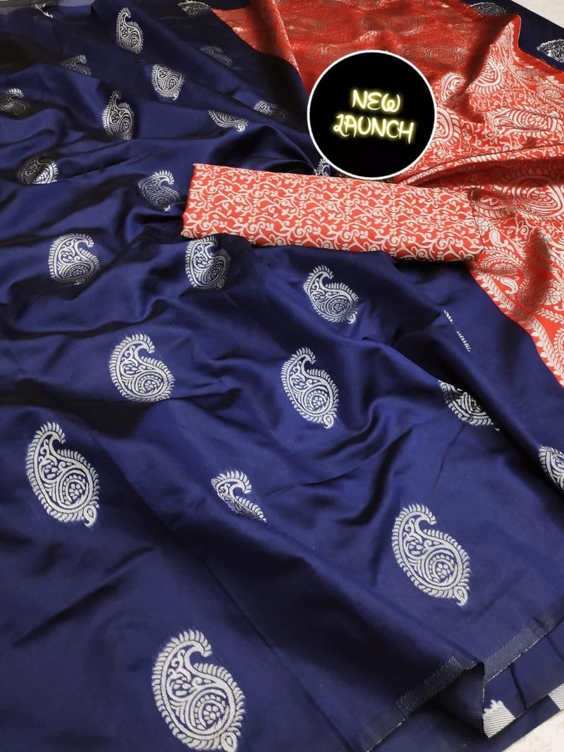 Elegant Blue Jacquard Saree