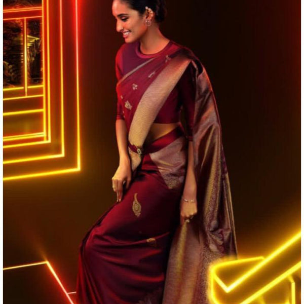 Royal Wine Jacquard Saree