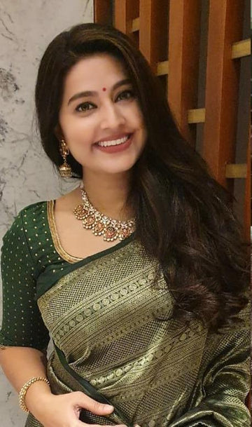 Mahendi Light Green Jacquard Saree – Elegant Festive Wear With Rich Woven Detailing