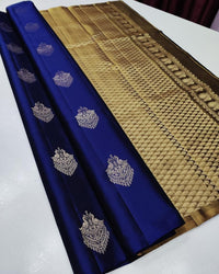 Luxurious Blue Jacquard Saree – Elegant Woven Design for Festive & Party Looks