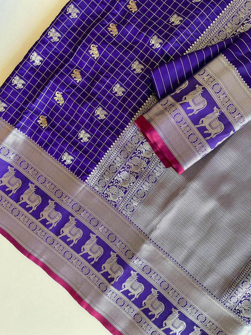 Royal Blue Jacquard Saree