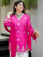Pink Embroidered Silk Suit Set