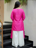 Pink Embroidered Silk Suit Set