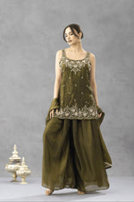 Mehndi Green Embroidered Sharara Set