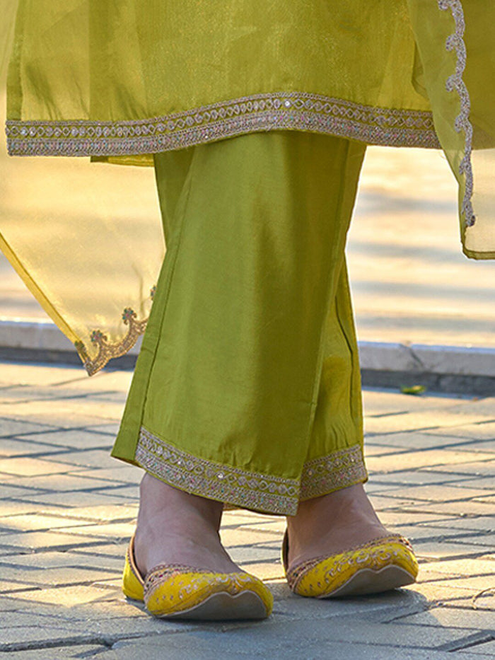 Lemon Luxe Embroidered Georgette Suit Set