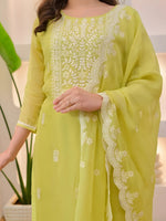 Lemon Silk Blend Embroidered Kurta Set