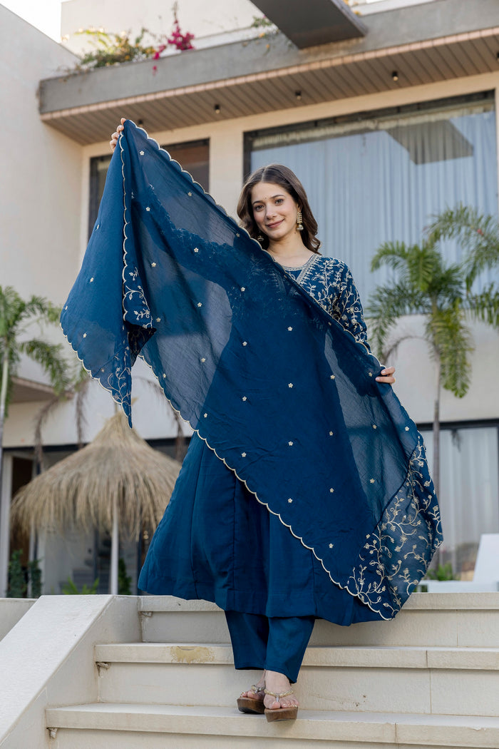 Rama Vichitra Embroidered Kurta Set
