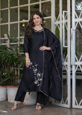 Elegant Black Embroidered Kurta Pant Set