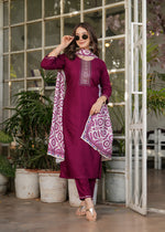 Elegant Wine Purple Kurta Pant Set