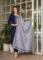 Elegant Navy Blue Kurta Pant Set