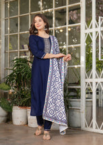 Elegant Navy Blue Kurta Pant Set