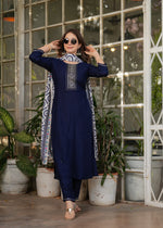 Elegant Navy Blue Kurta Pant Set