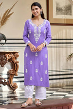 Elegant Lavender Embroidered Kurta