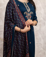 Elegant Navy Blue Embroidered Kurta Set