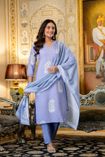 Elegant Lavender Printed Kurta Pant Set