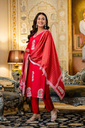 Elegant Red Printed Kurta Pant Set