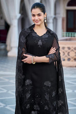 Black Georgette Embroidered Suit Set