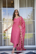 Rose Aura Viscose Zari Chanderi Suit Set