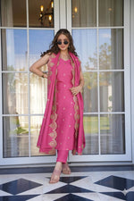Rose Aura Viscose Zari Chanderi Suit Set