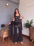 Midnight Noir Faux Georgette Embroidered Suit Set