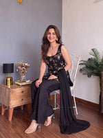 Midnight Noir Faux Georgette Embroidered Suit Set
