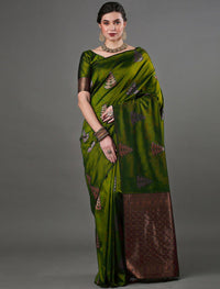 Elegant Mahendi Jacquard Saree – Traditional & Contemporary Indian Ethnic Wear