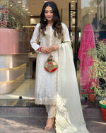 White Aura Jacquard Suit Set