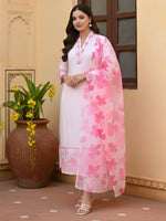 Pink Chanderi Embroidered Kurta Set