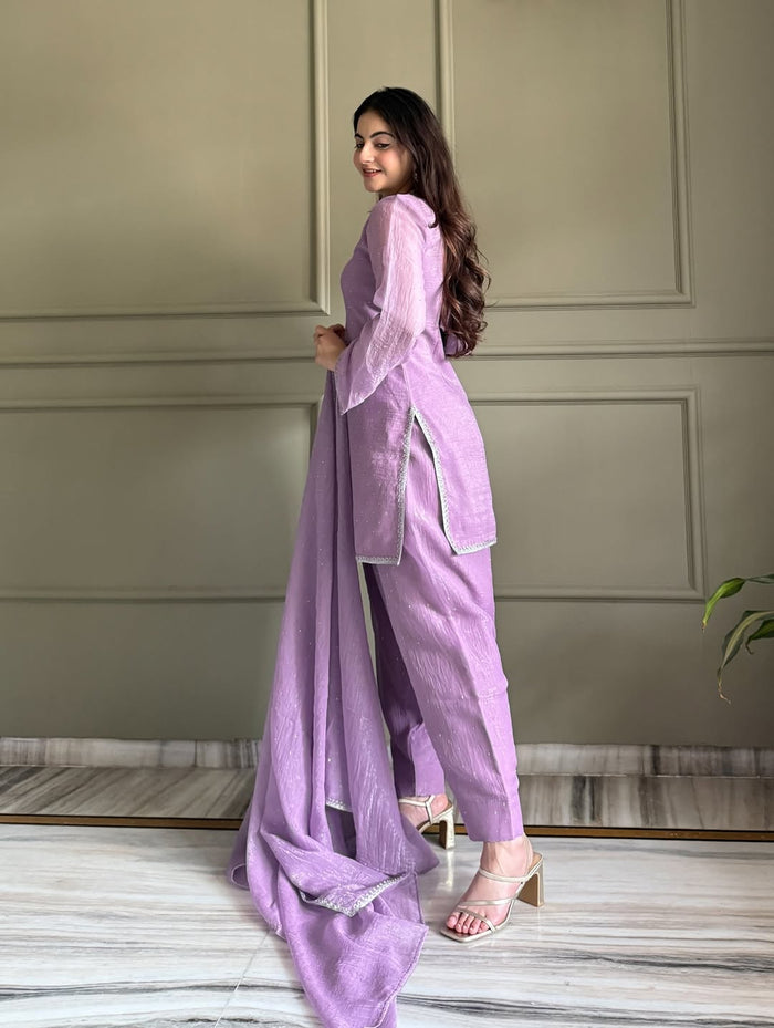 Onion Zardosi Crunchy Silk Patiala Suit Set