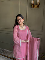 Pink Zardosi Crunchy Silk Patiala Suit Set